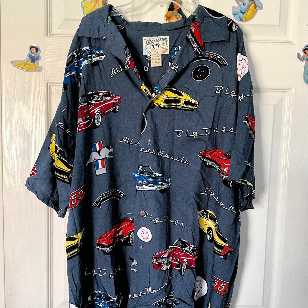 Vintage Big Dogs Men's Hawaiian Shirt (L)